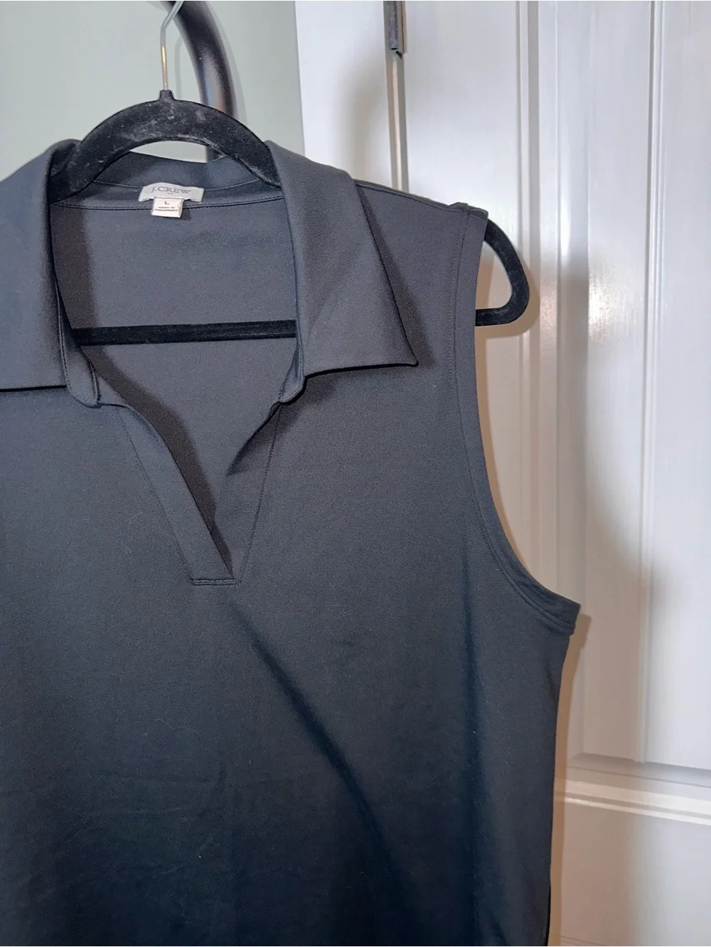 J Crew Size Large Performance Women’s Black Sleeveless Polo Dress